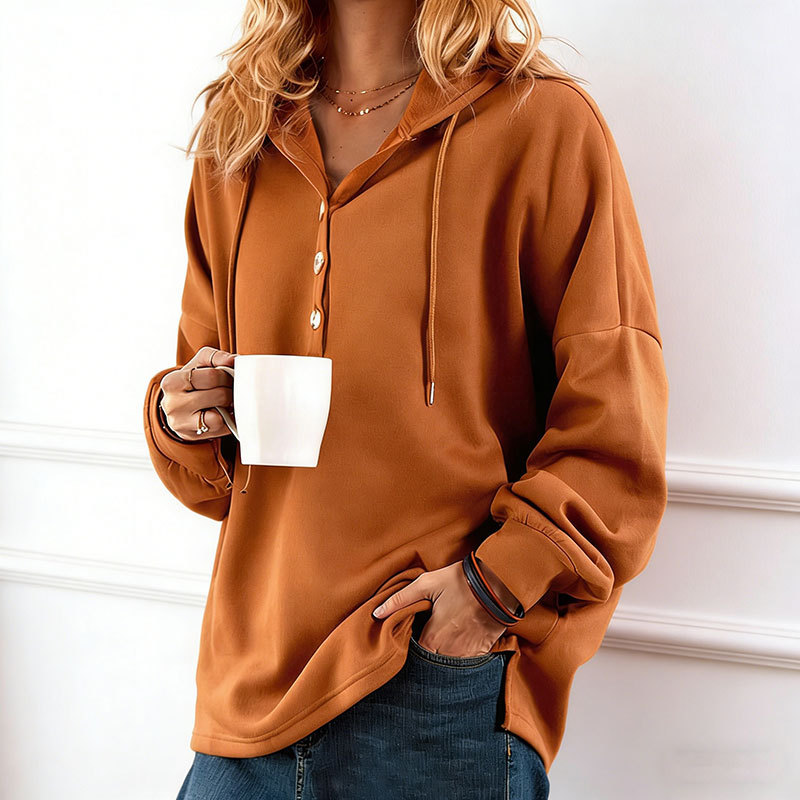 🔥New Arrivals🔥Women’s Casual Button Hooded Long Sleeve Top