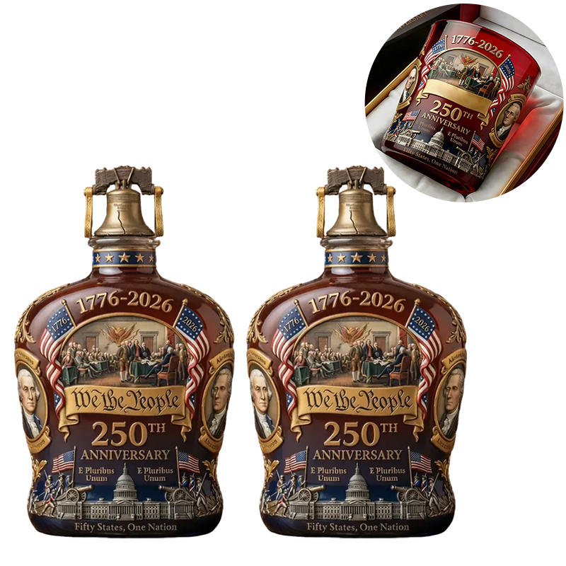 We The People USA 250th Anniversary Whiskey Decanter | 1776-2026 Commemorative Edition, Collectible Patriotic Home Bar Decor