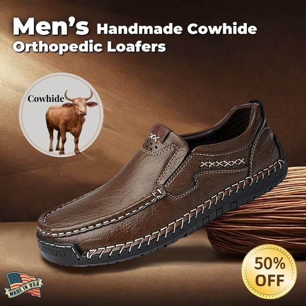⏰50% OFF🔥 Men’s Premium Leather Loafers - Arch Support & Wide Fit Slip-On Shoes
