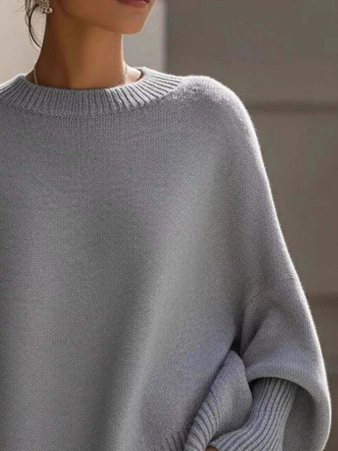 Elegant minimalist style loose knitted cape top