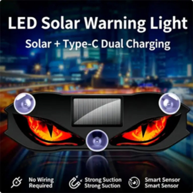 Solar car warning light with auto activation and bright LED. Stay safer day or night!