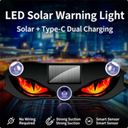 Solar car warning light with auto activation and bright LED. Stay safer day or night!