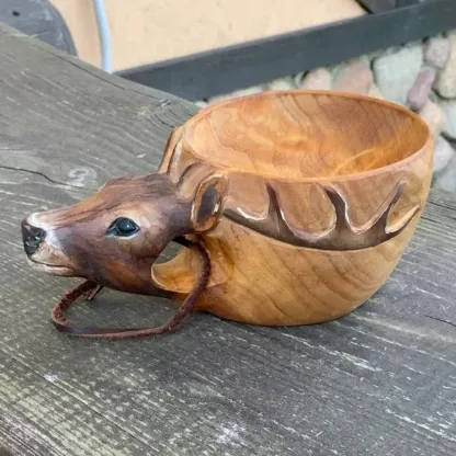 💥Early Christmas Sale🦌Animal Handmade Wooden Cup