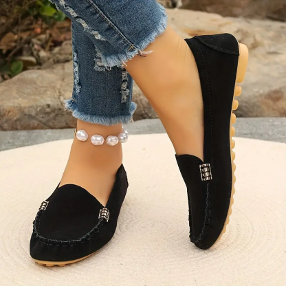 🔥Hot Sale🔥Round-Toe Flats,Breathable Orthopedic Slip On Walking Shoes