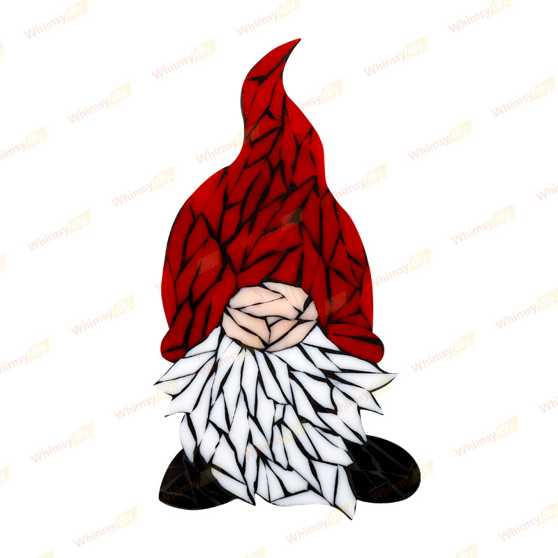 Gnome Glass Mosaic Kit | DIY Arts & Crafts Kit for Adults | Red
