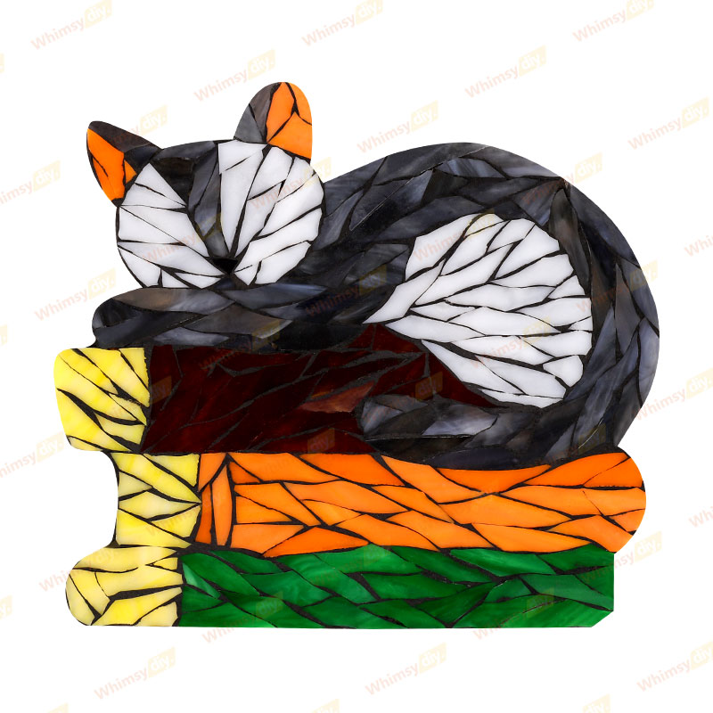 Cat Lying on Book Glass Mosaic Kit