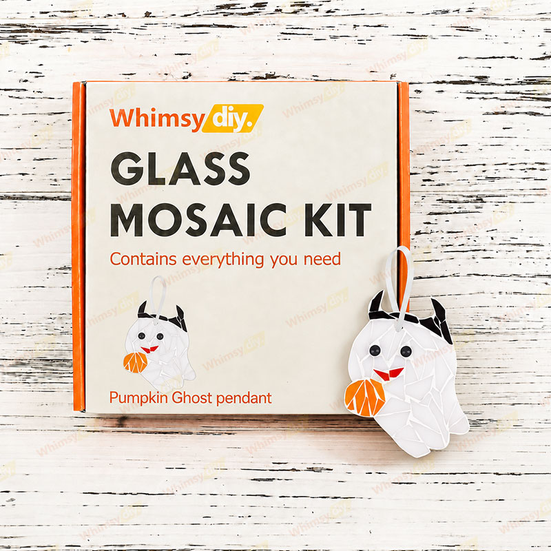 Whimsy DIY Pumpkin Ghost pendant Glass Mosaic Kit Puzzles