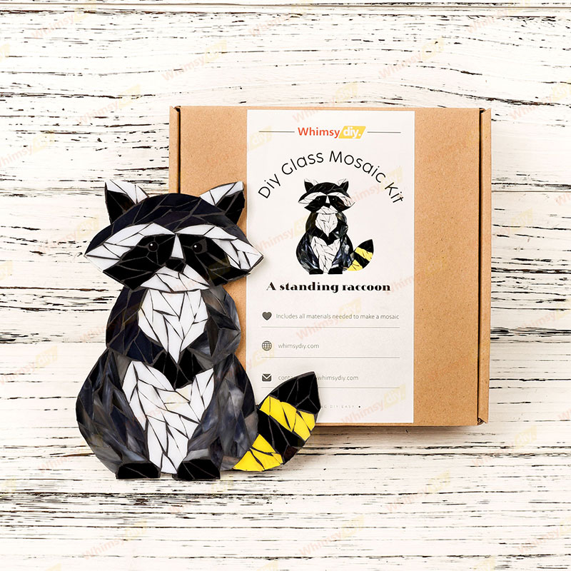A standing raccoon Glass Mosaic Kit-Ships on 8/10