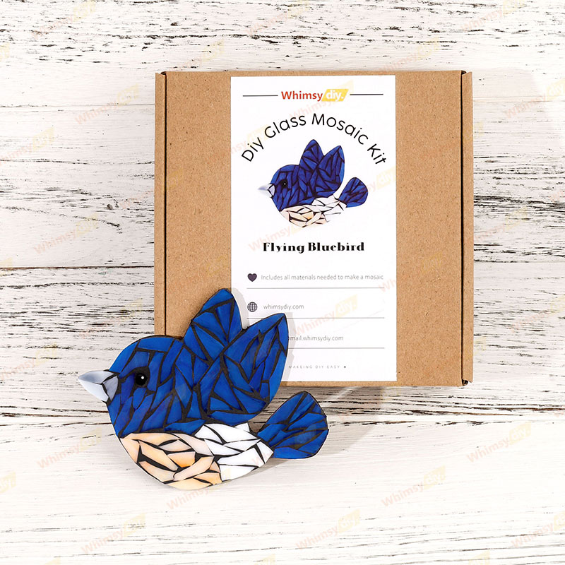 Flying Blue bird Glass Mosaic Kit | DIY Arts & Crafts Kit for Adults 
