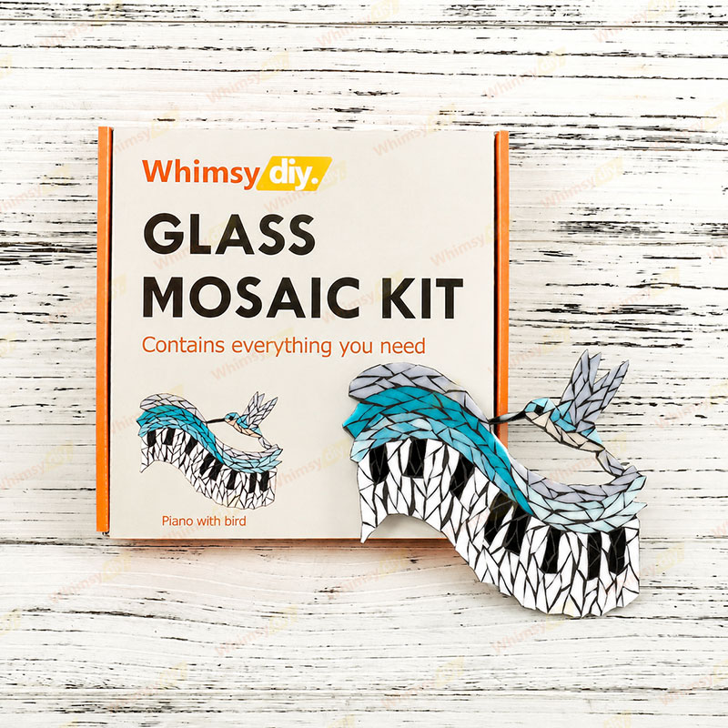Whimsy DIY Piano With Bird Glass Mosaic Kit Puzzles