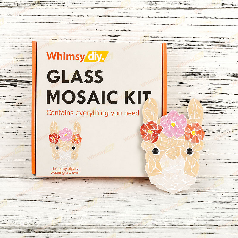 Whimsy DIY The baby alpaca wearing a crown Glass Mosaic Kit Puzzles