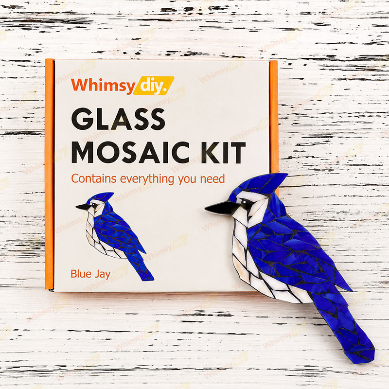 Whimsy DIY Blue Jay Glass Mosaic Kit Puzzles