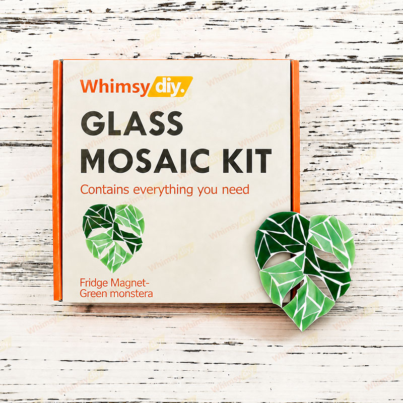 Whimsy DIY Fridge Magnet - Green monstera Glass Mosaic Kit Puzzles