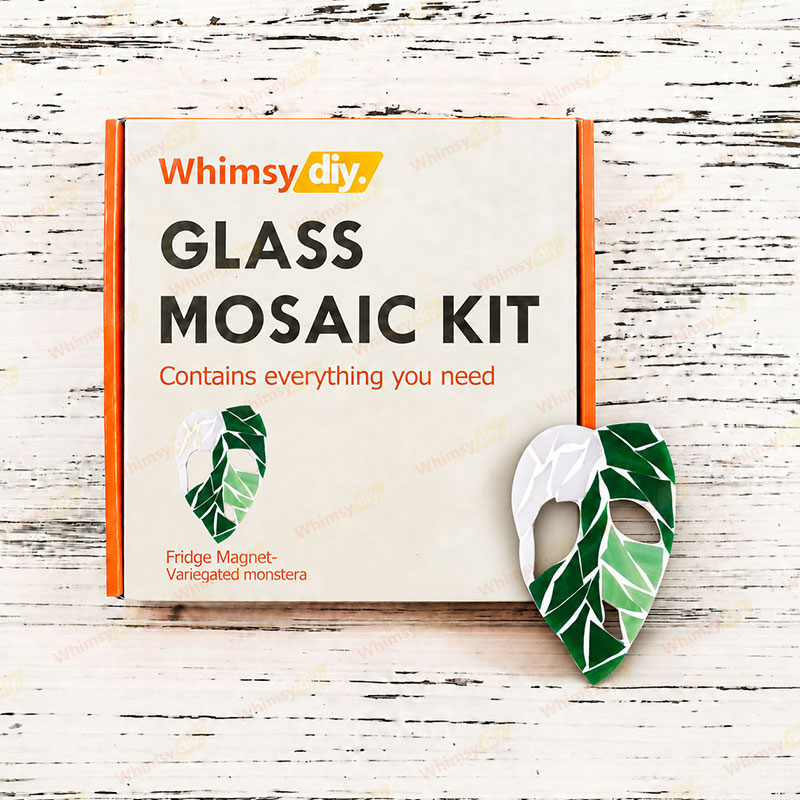 Whimsy DIY Fridge Magnet - Variegated Monstera Glass Mosaic Kit Puzzles