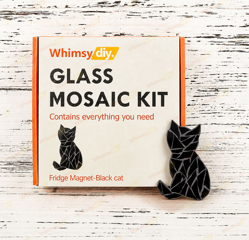 Whimsy DIY Fridge Magnet - Black cat Glass Mosaic Kit Puzzles