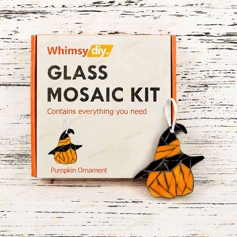 Whimsy DIY Pumpkin Ornament Glass Mosaic Kit Puzzles