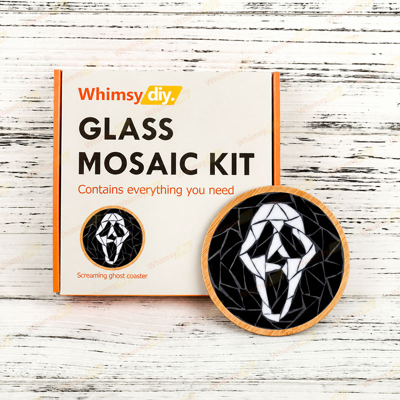 Whimsy DIY Screaming Ghost Coaster Glass Mosaic Kit Puzzles