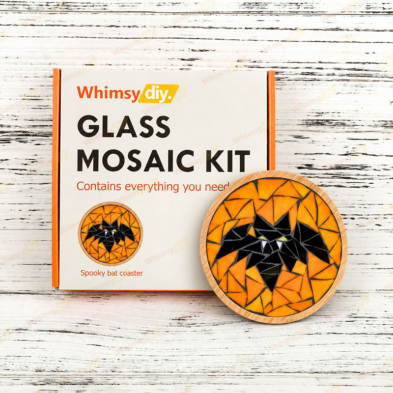 Whimsy DIY Spooky Bat Coaster Glass Mosaic Kit Puzzles