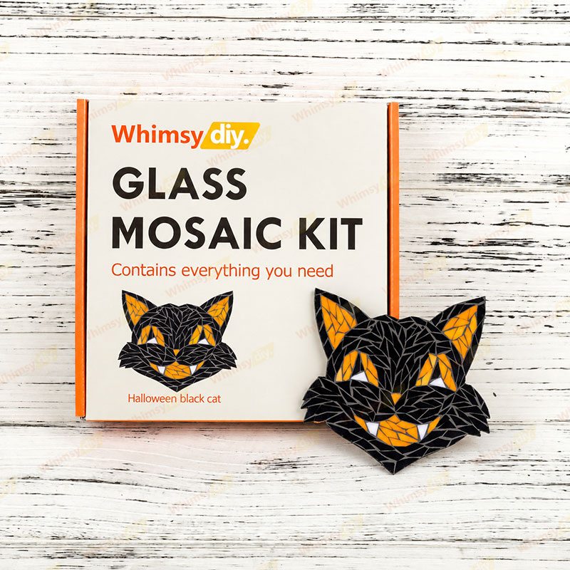 Whimsy DIY Halloween Black Cat Glass Mosaic Kit Puzzles