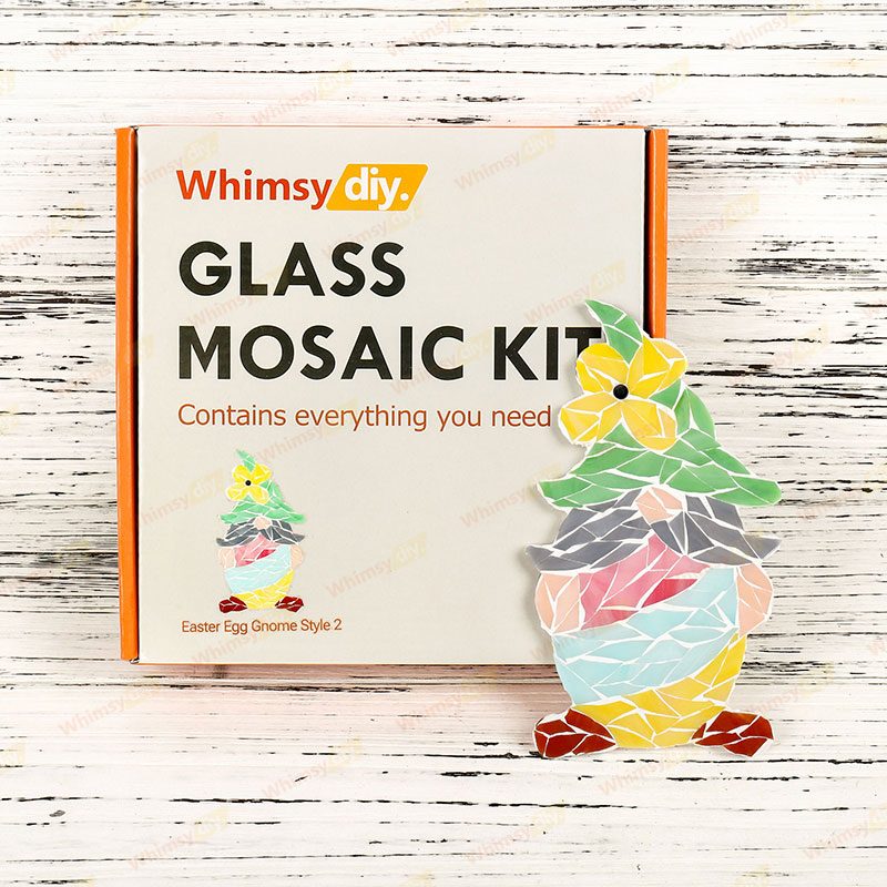 Whimsy DIY Easter Egg Gnome Style 2 Glass Mosaic Kit Puzzles