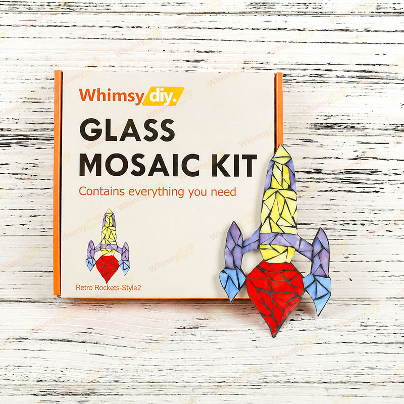 Whimsy DIY Retro Rocket-Style 2 Glass Mosaic Kit Puzzles