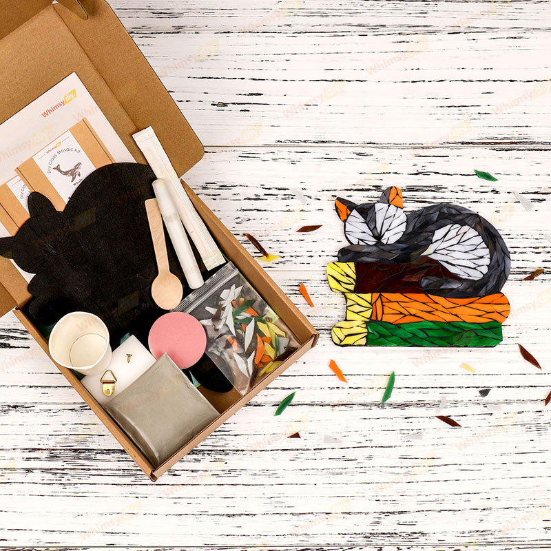 Cat Lying on Book Glass Mosaic Kit