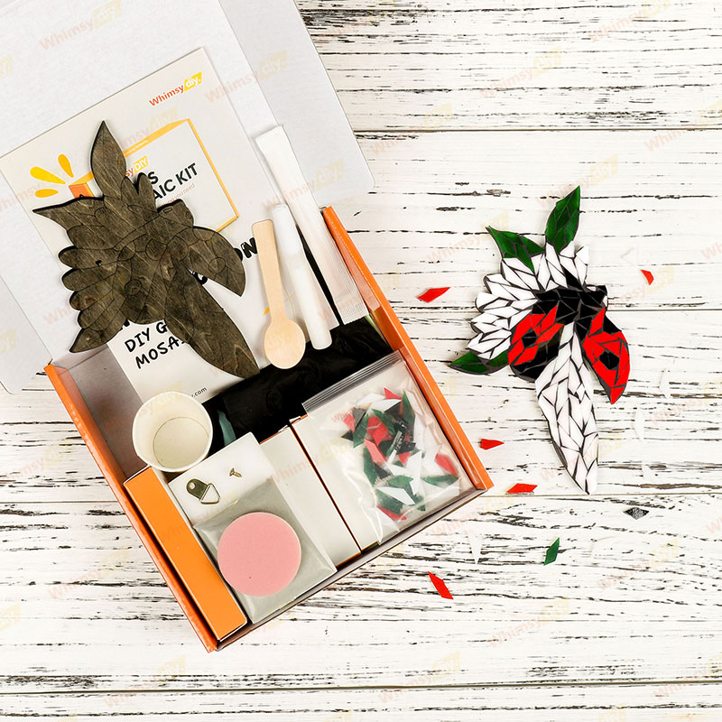 Whimsy DIY Ladybug With Flowers Glass Mosaic Kit Puzzles