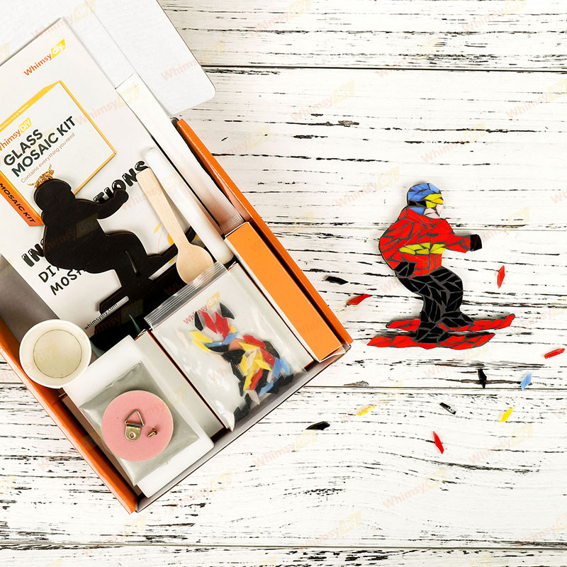 Whimsy DIY Skier Glass Mosaic Kit Puzzles