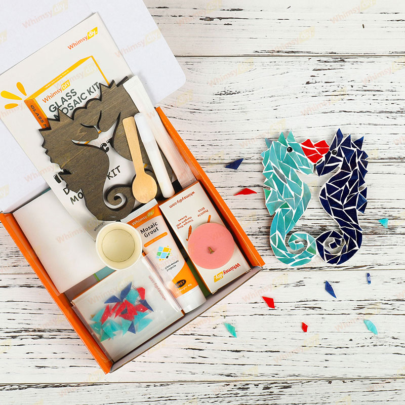 Whimsy DIY Double Sea Horse Glass Mosaic Kit Puzzles