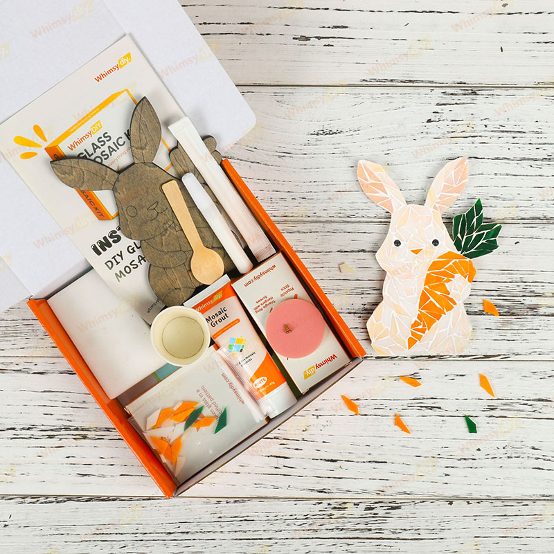 Whimsy DIY Bunny Holding Carrot Glass Mosaic Kit Puzzles