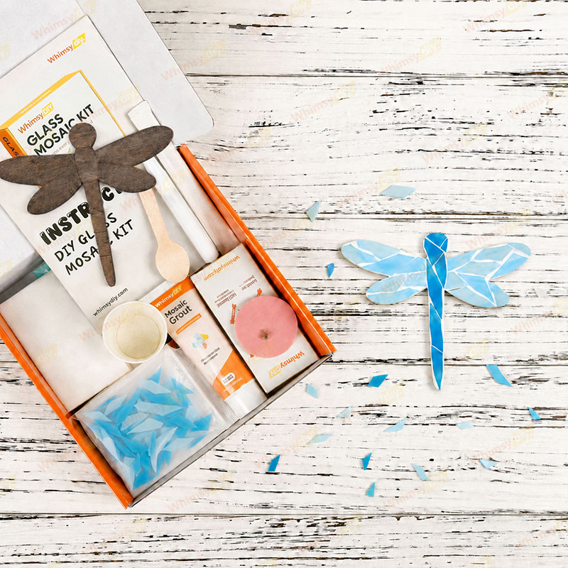 Whimsy DIY Fridge Magnet- Blue Dragonfly Glass Mosaic Kit Puzzles