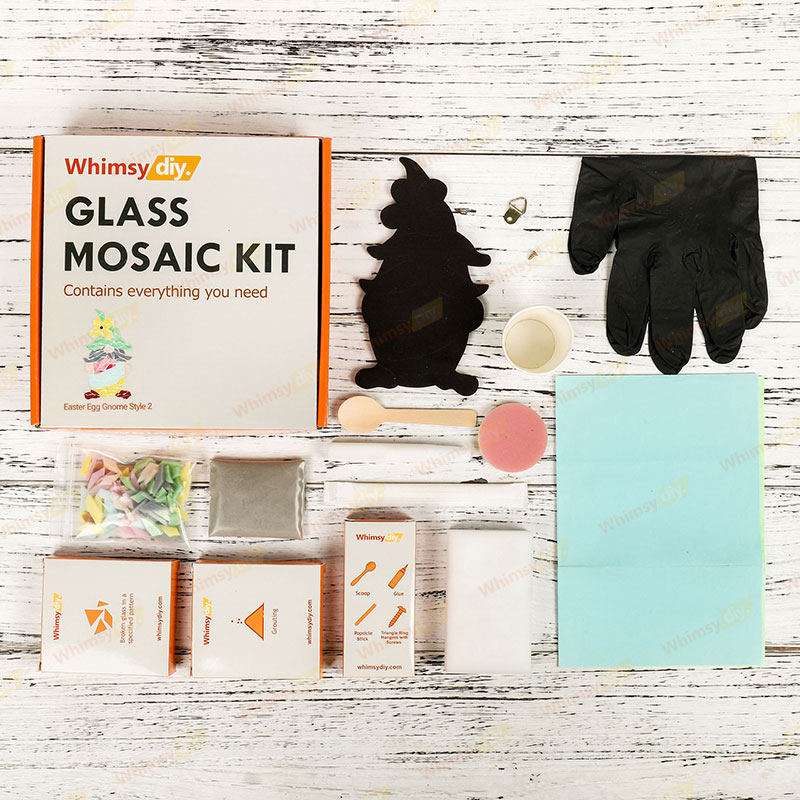 Whimsy DIY Easter Egg Gnome Style 2 Glass Mosaic Kit Puzzles