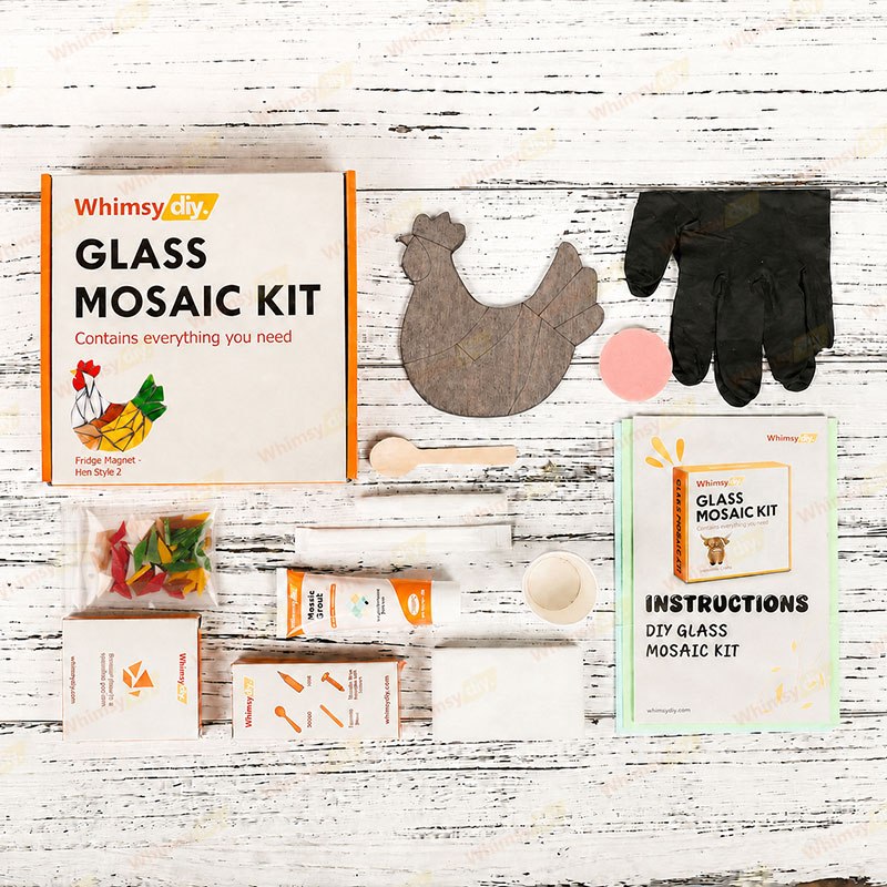 Whimsy DIY Fridge Magnet - Hen Style 2 Glass Mosaic Kit Puzzles