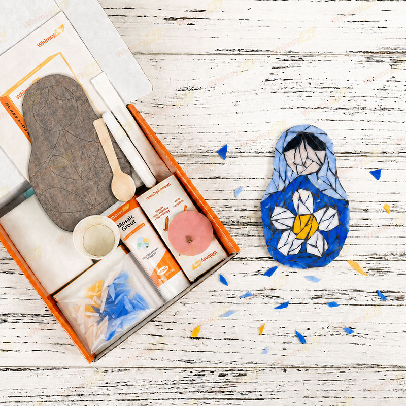 Whimsy DIY Stacking Dolls-Blue Glass Mosaic Kit Puzzles