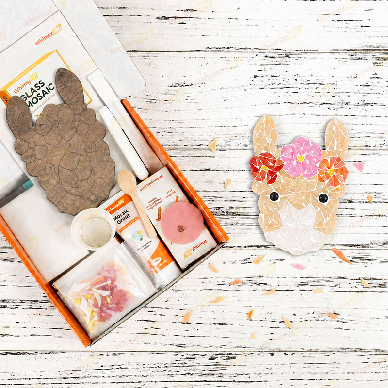 Whimsy DIY The baby alpaca wearing a crown Glass Mosaic Kit Puzzles