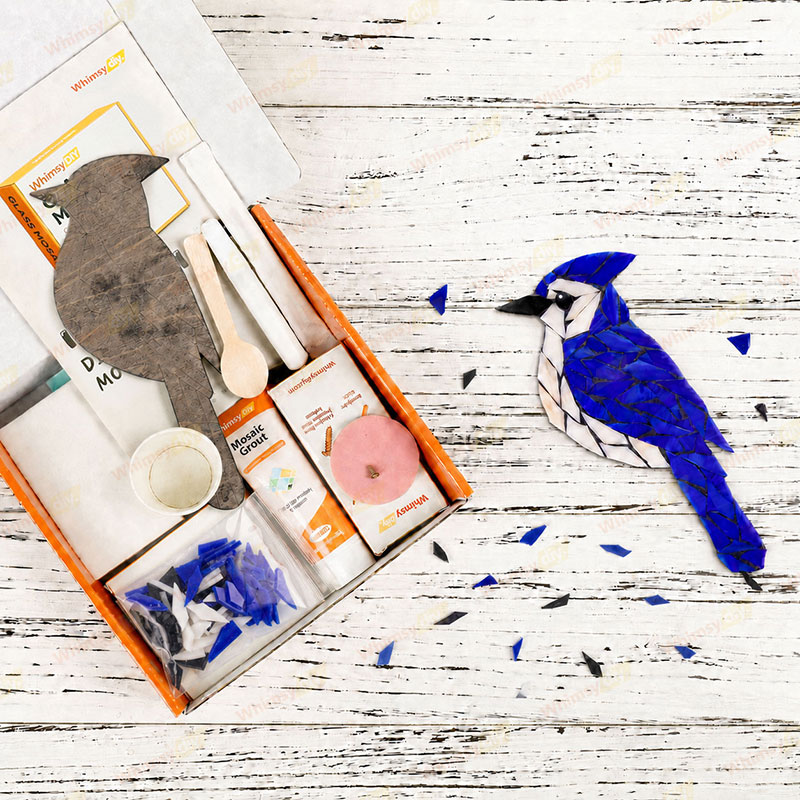 Whimsy DIY Blue Jay Glass Mosaic Kit Puzzles