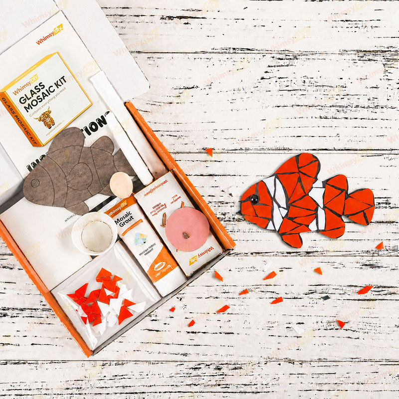 Whimsy DIY Fridge Magnet- Clownfish Glass Mosaic Kit Puzzles