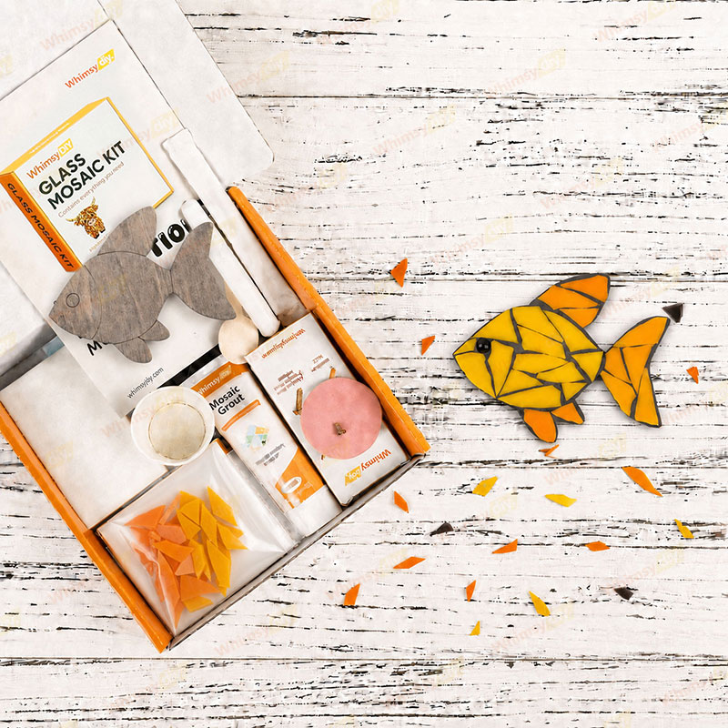 Whimsy DIY Fridge Magnet Goldfish Glass Mosaic Kit Puzzles