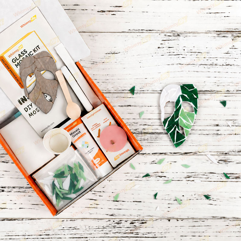 Whimsy DIY Fridge Magnet - Variegated Monstera Glass Mosaic Kit Puzzles