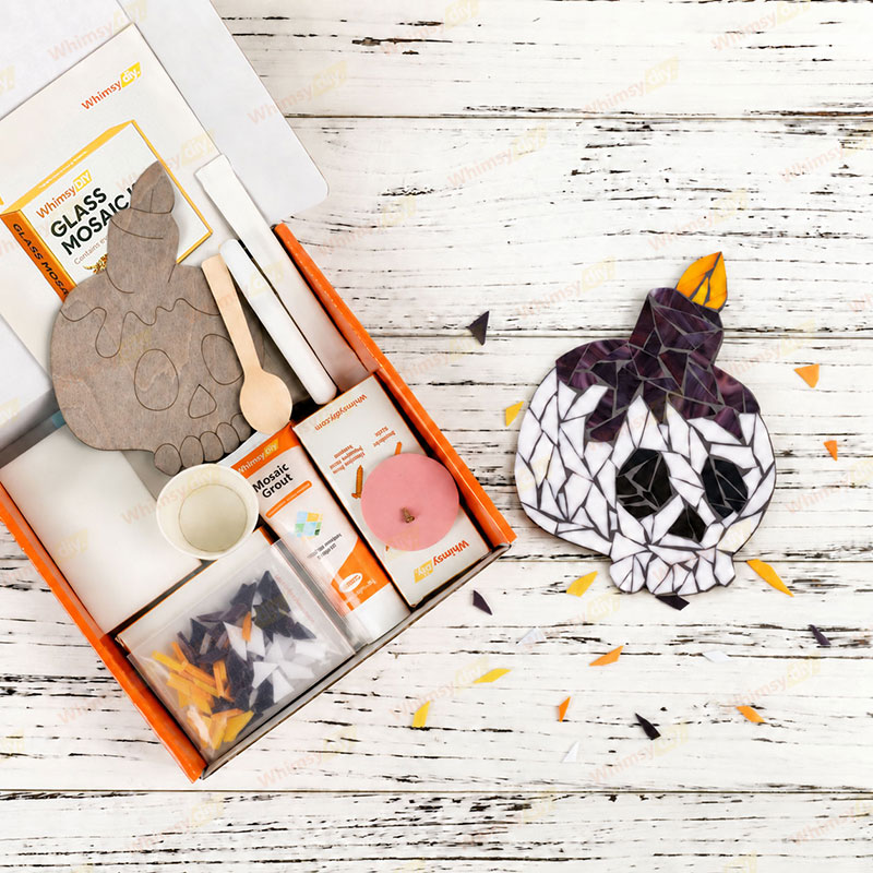 Whimsy DIY Spooky Candle Skull  Glass Mosaic Kit Puzzles