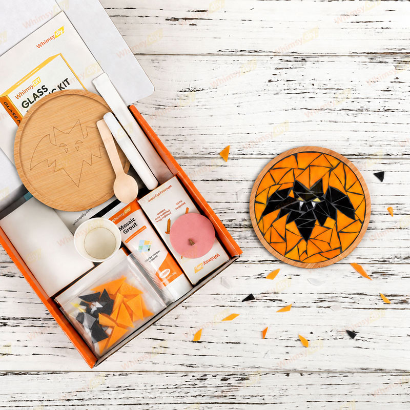 Whimsy DIY Spooky Bat Coaster Glass Mosaic Kit Puzzles
