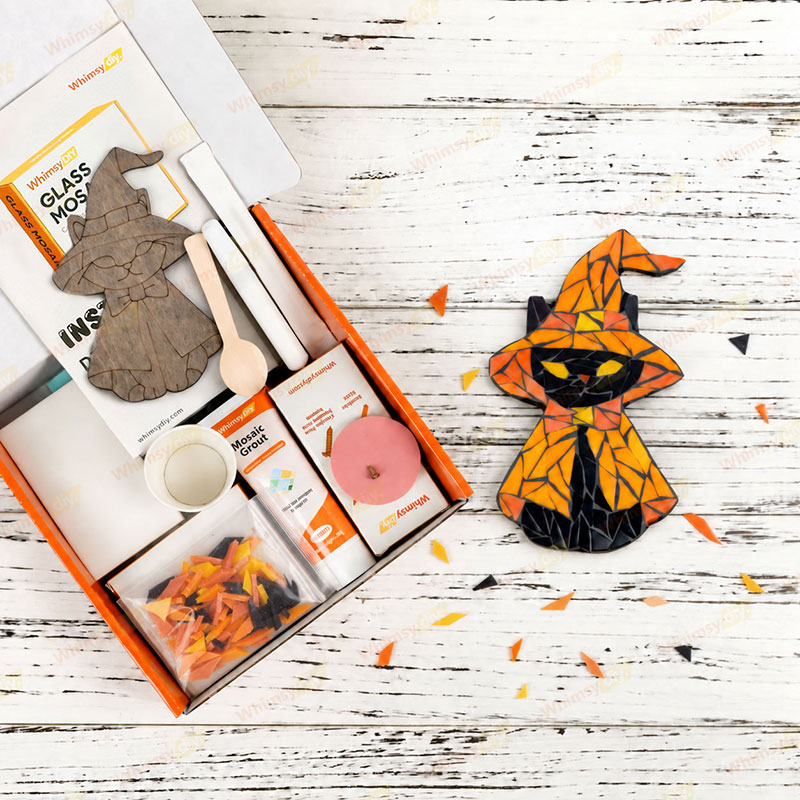 Whimsy DIY Witch Cat Glass Mosaic Kit Puzzles