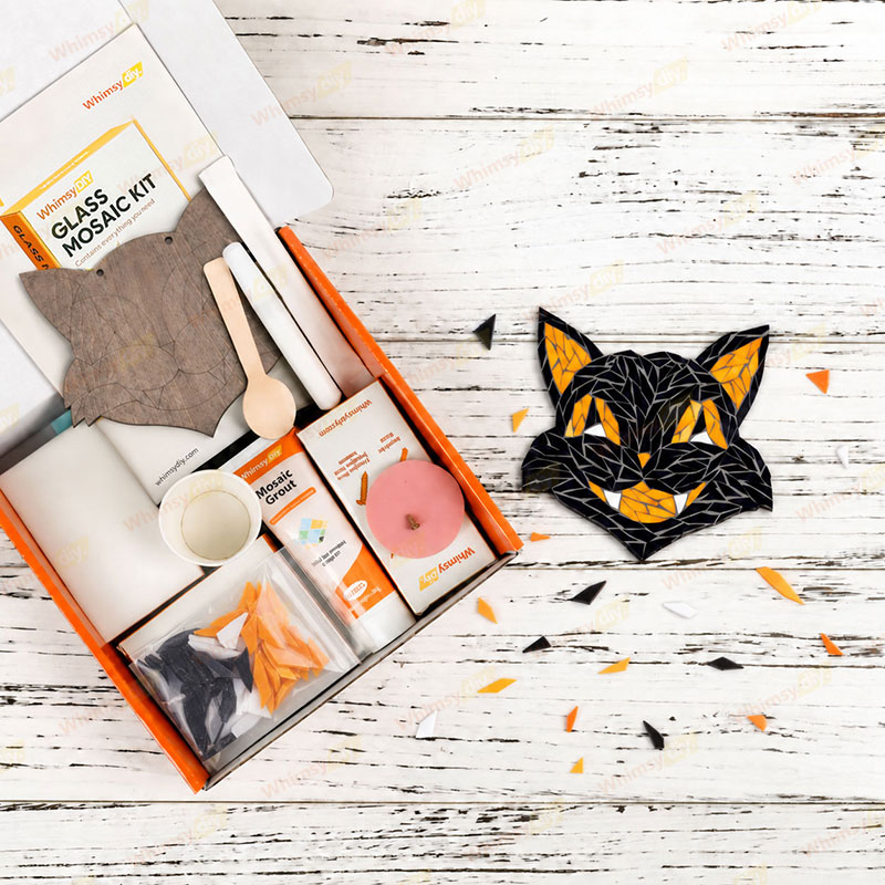 Whimsy DIY Halloween Black Cat Glass Mosaic Kit Puzzles