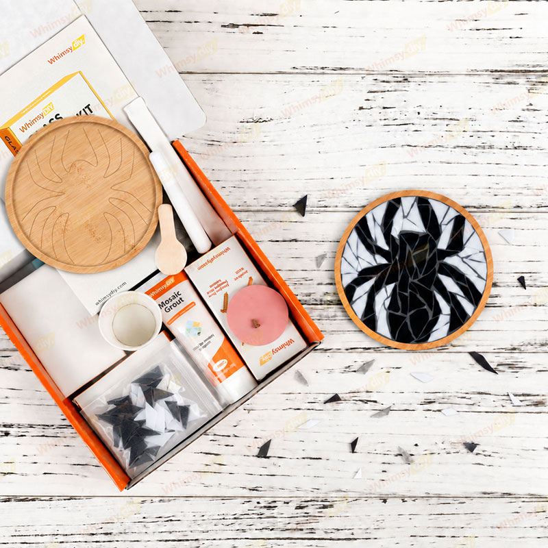 Whimsy DIY Spooky Spider Coaster Glass Mosaic Kit Puzzles