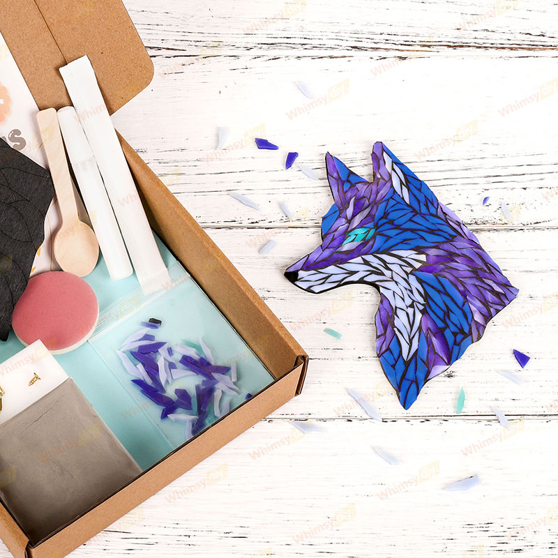 Gazing Fox Glass Mosaic Kit | DIY Arts & Crafts Kit for Adults