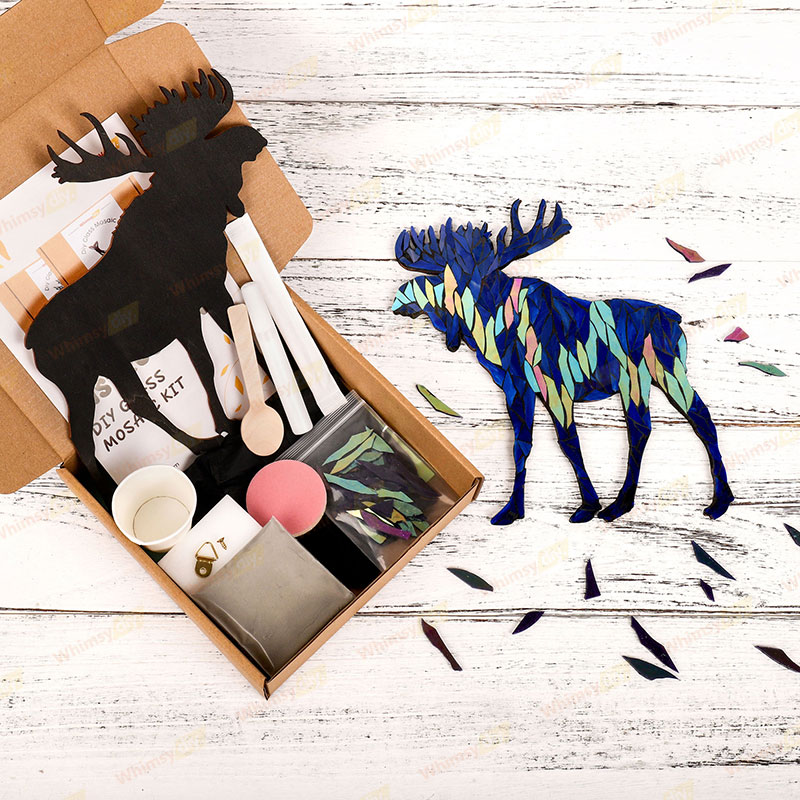Northern Lights Moose Glass Mosaic Kit | DIY Arts & Crafts Kit for Adults