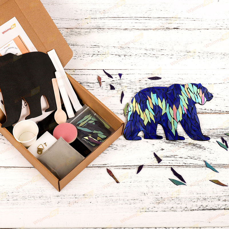 Northern Lights Bear Glass Mosaic Kit | DIY Arts & Crafts Kit for Adults