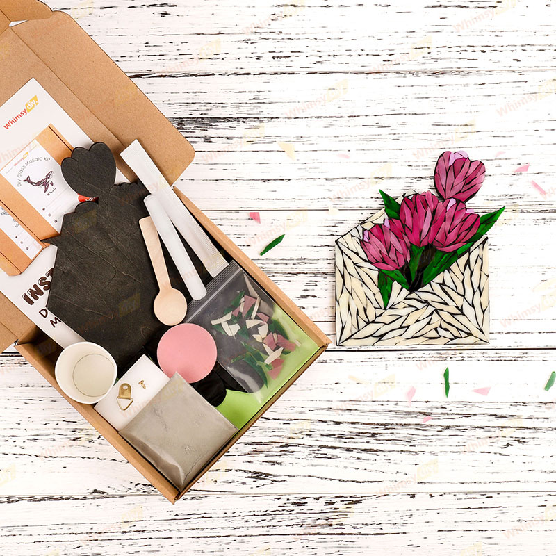 Envelope Tulip Stained Glass Mosaic Kit - Pink