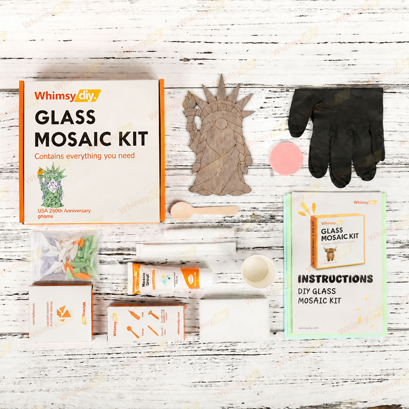 Whimsy DIY USA 250th Anniversary Gnome Glass Mosaic Kit Puzzles
