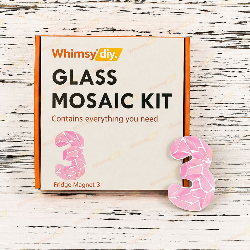 Whimsy DIY Fridge Magnet numbers-3 Glass Mosaic Kit Puzzles